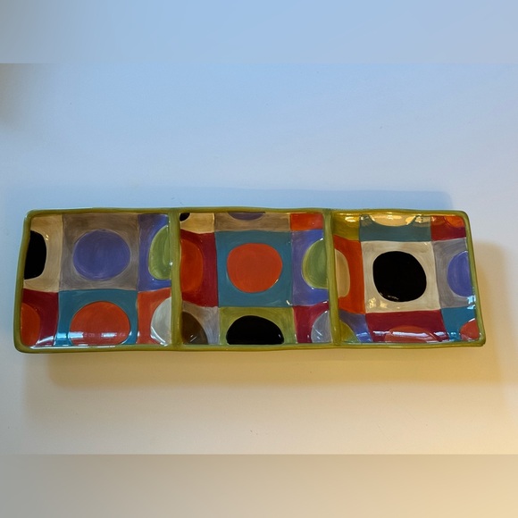 Pier 1 Urban Dots Three-Part Relish Serving Tray | Color: Multi | Size: OS - Picture 6 of 12